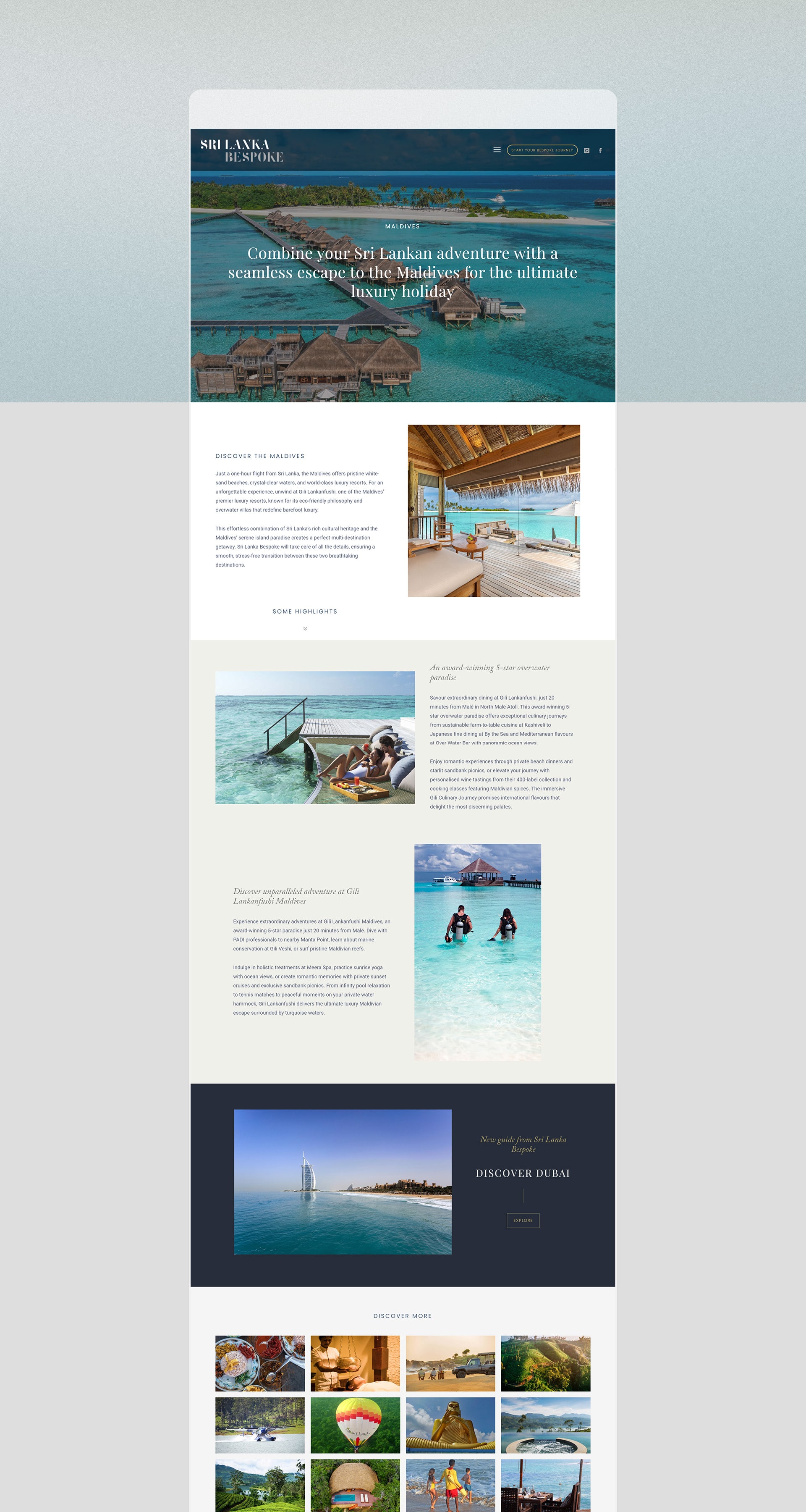 maldives luxury holiday website design