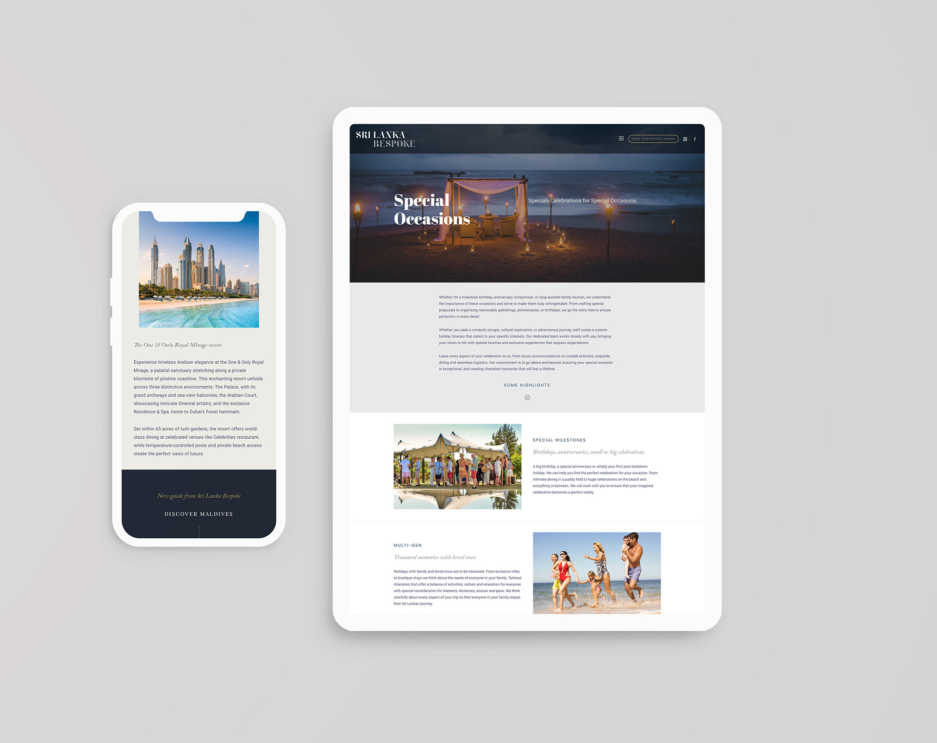 luxury holiday mobile website design